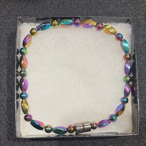 Handmade High Powered Magnetic Multicolor Beaded Anklet #167